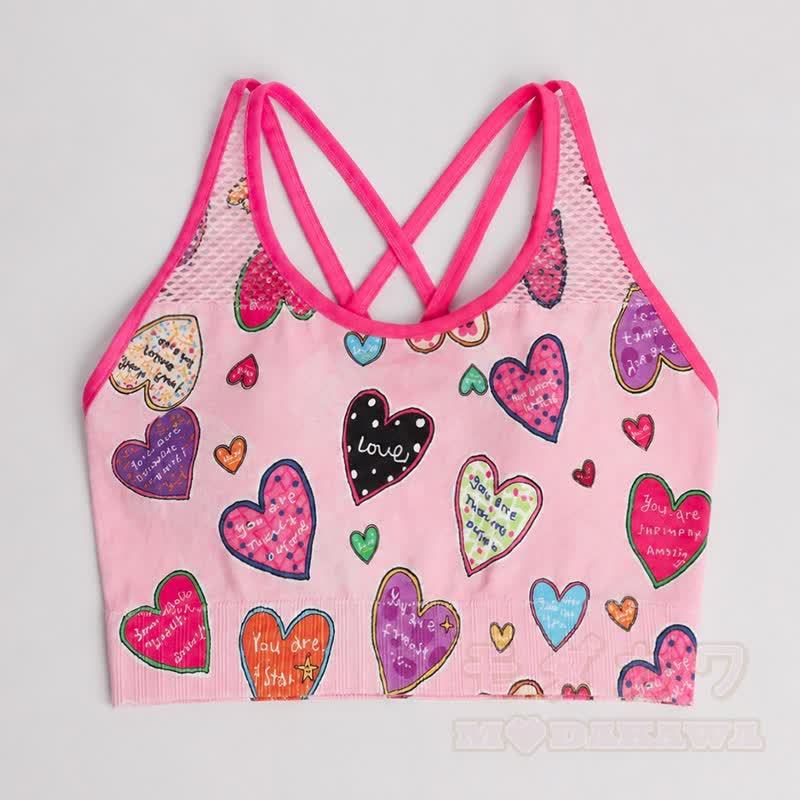 Buntes Set aus bauchfreiem Tanktop mit Herzmuster und hochgeschnittenen Shorts - Spitze - L - image 5