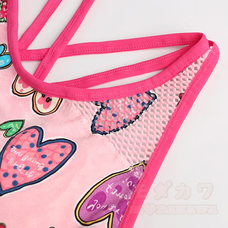 Buntes Set aus bauchfreiem Tanktop mit Herzmuster und hochgeschnittenen Shorts - image 7