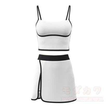 Lässiges Cami Crop Top und Split Skort Yoga Zweiteiliges Set - Weiß - 2XL - image 18