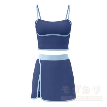 Lässiges Cami Crop Top und Split Skort Yoga Zweiteiliges Set - Blau - 2XL - image 17