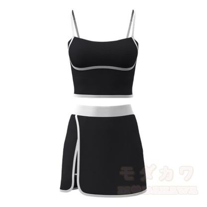 Lässiges Cami Crop Top und Split Skort Yoga Zweiteiliges Set - Schwarz - 2XL - image 19