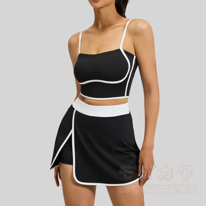 Lässiges Cami Crop Top und Split Skort Yoga Zweiteiliges Set - image 11