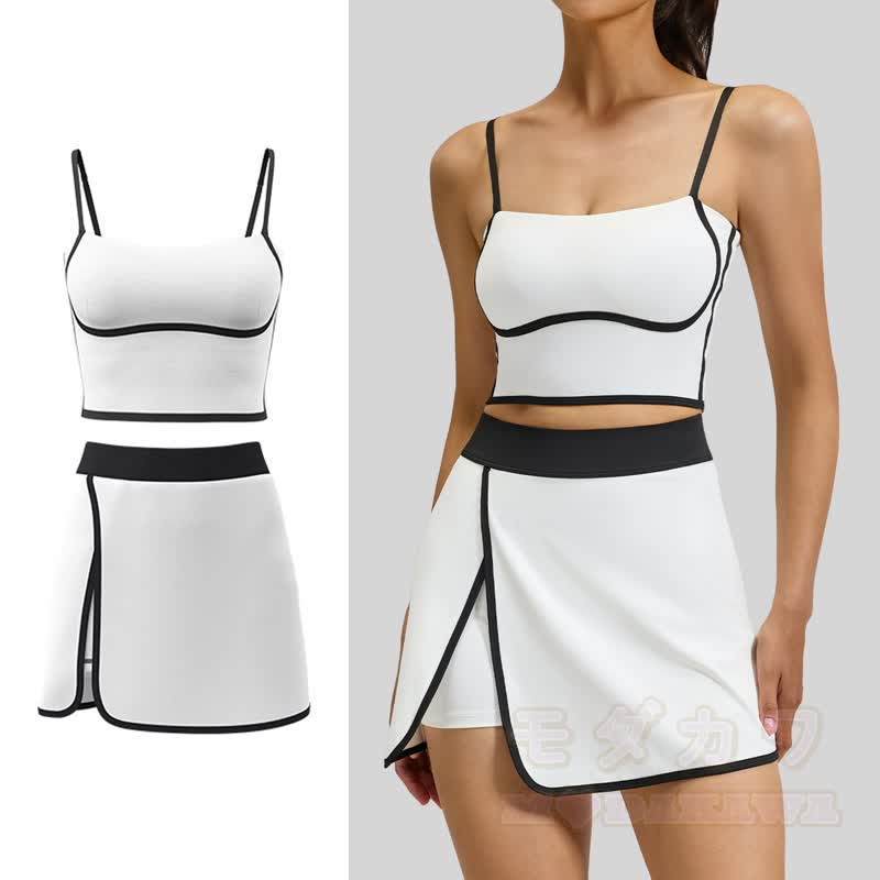 Lässiges Cami Crop Top und Split Skort Yoga Zweiteiliges Set - image 2