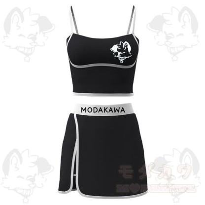 MODAKAWA X Popipeko Welpenprint Cami Top Split Skort Zweiteiliges Set - Schwarz - 2XL - image 2