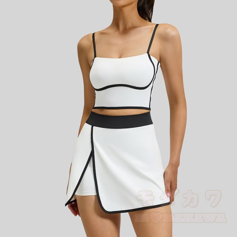 Lässiges Cami Crop Top und Split Skort Yoga Zweiteiliges Set - image 9