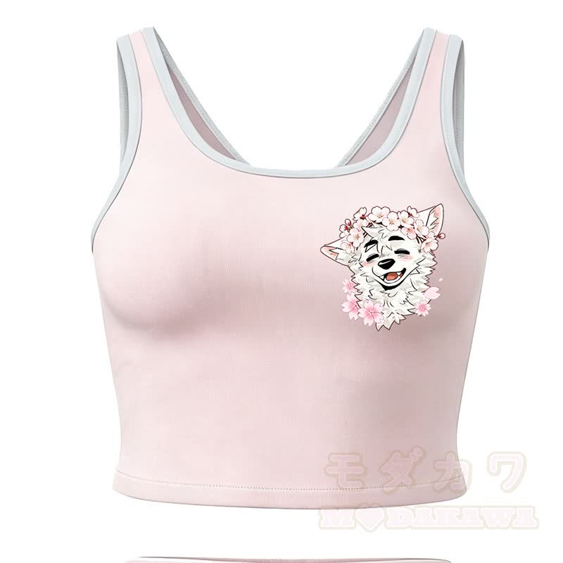 MODAKAWA X atka Wolf Print Cami Top Split Skort Zweiteiliges Set - Rosa Top - 2XL - image 11