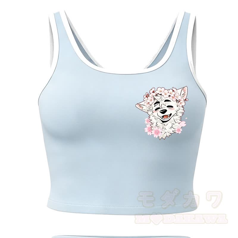 MODAKAWA X atka Wolf Print Cami Top Split Skort Zweiteiliges Set - Blaues Oberteil - 2XL - image 10