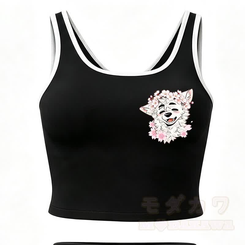 MODAKAWA X atka Wolf Print Cami Top Split Skort Zweiteiliges Set - Schwarzes Oberteil - 2XL - image 12