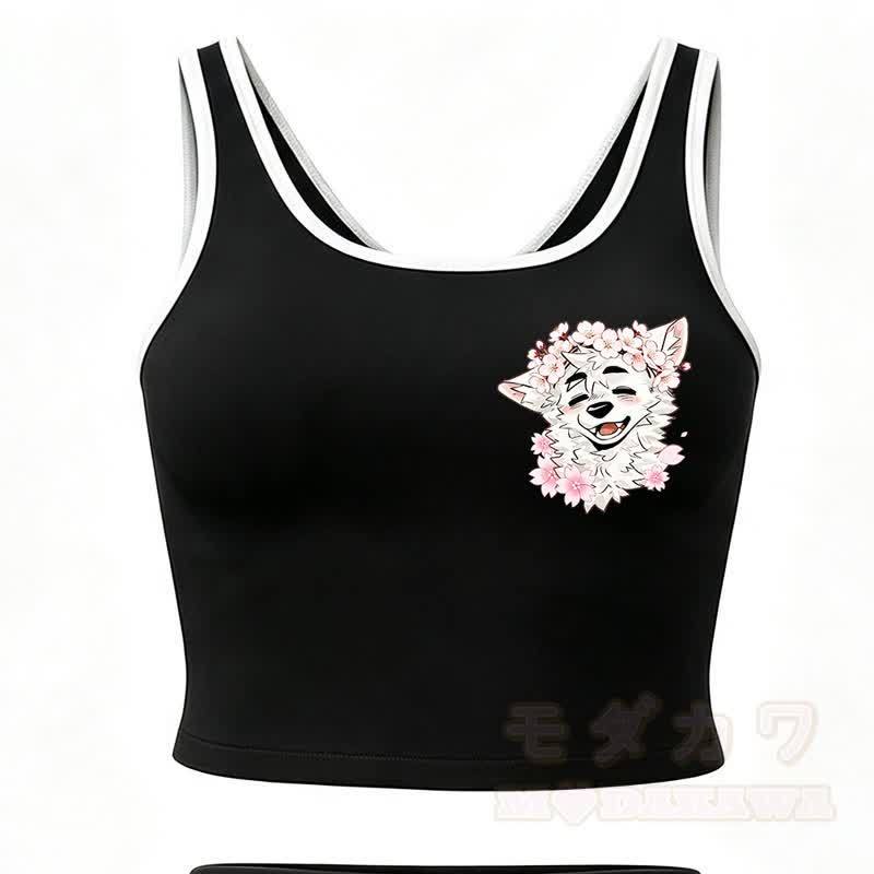 MODAKAWA X atka Wolf Print Cami Top Split Skort Zweiteiliges Set - Schwarzes Oberteil - 2XL - image 12