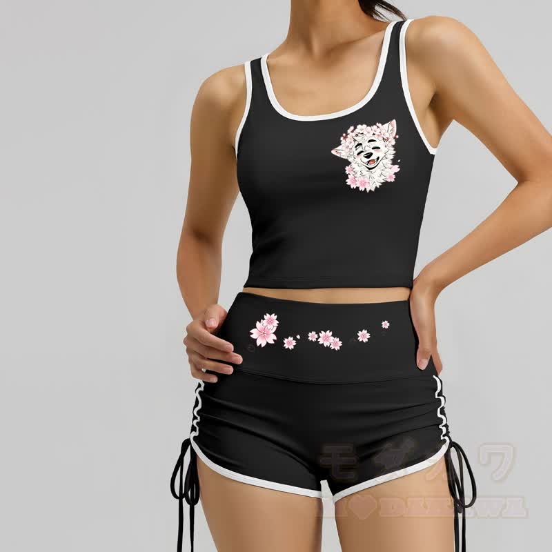 MODAKAWA X atka Wolf Print Cami Top Split Skort Zweiteiliges Set - image 5