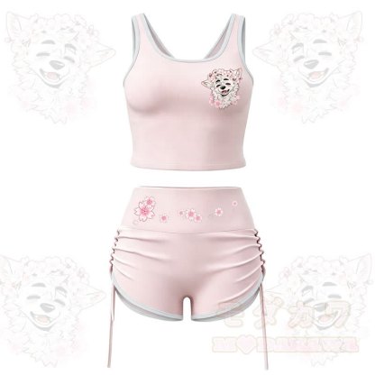 MODAKAWA X atka Wolf Print Cami Top Split Skort Zweiteiliges Set - Rosa Set - 2XL - image 2