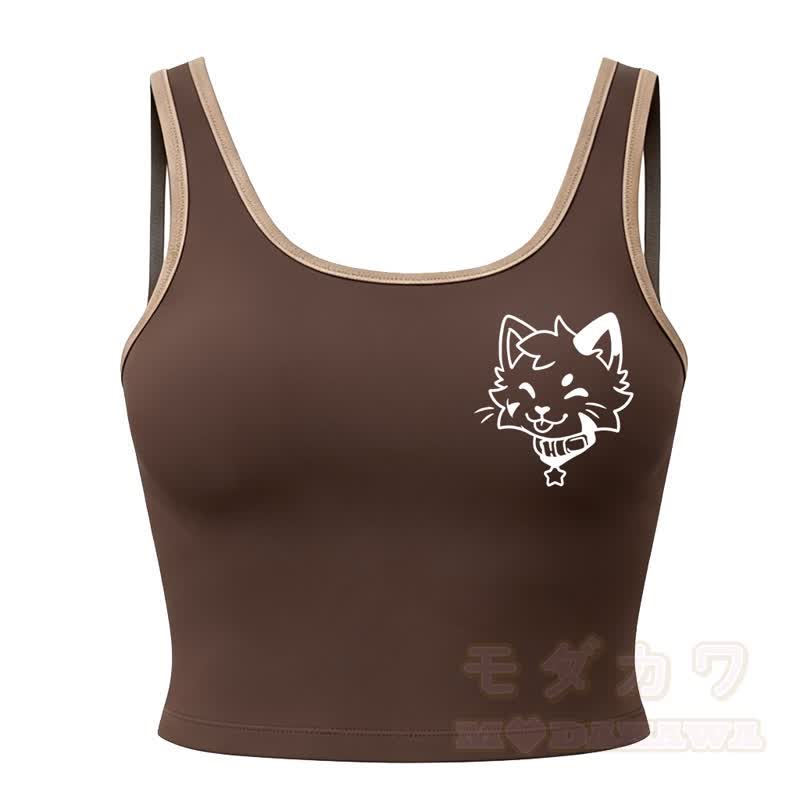 MODAKAWA X popipeko Puppy Print Cami Top Split Skort Zweiteiliges Set - Kaffee-Top - 2XL - image 13