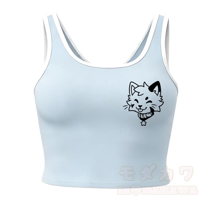 MODAKAWA X popipeko Puppy Print Cami Top Split Skort Zweiteiliges Set - Blaues Oberteil - 2XL - image 11