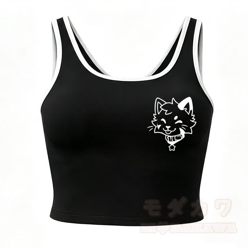MODAKAWA X popipeko Puppy Print Cami Top Split Skort Zweiteiliges Set - Schwarzes Oberteil - 2XL - image 12
