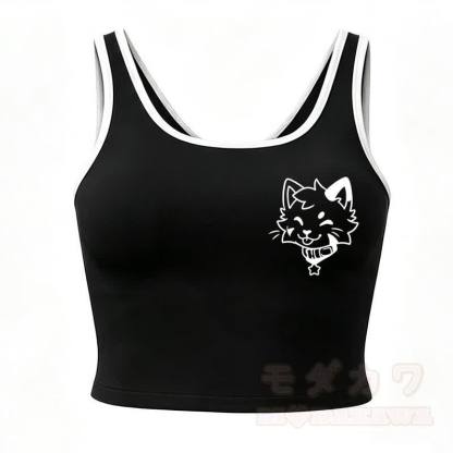 MODAKAWA X popipeko Puppy Print Cami Top Split Skort Zweiteiliges Set - Schwarzes Oberteil - 2XL - image 12