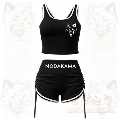 MODAKAWA X popipeko Puppy Print Cami Top Split Skort Zweiteiliges Set - Schwarzes Set - 2XL - image 3