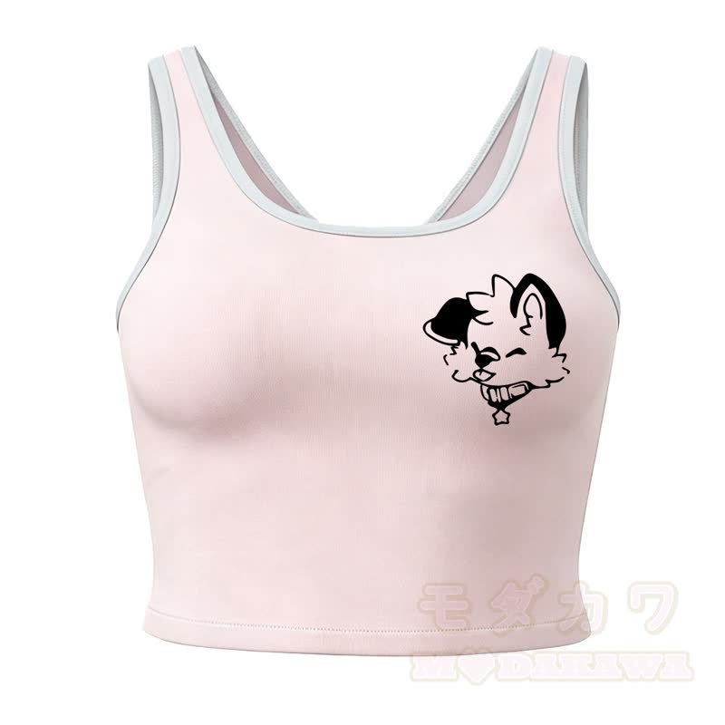 MODAKAWA X popipeko Hundeprint Cami Top Split Skort Zweiteiliges Set - Rosa Top - 2XL - image 12