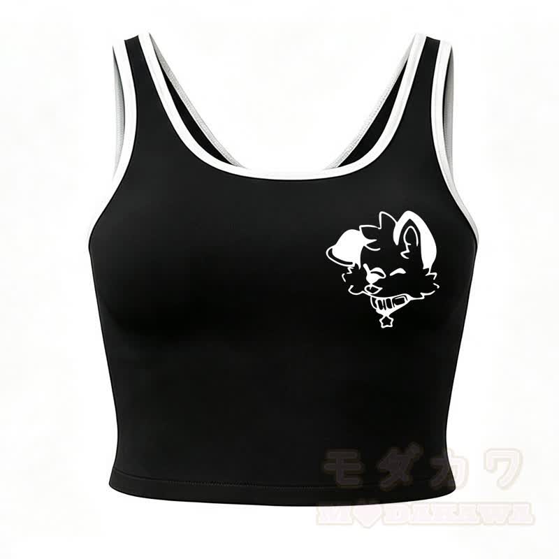 MODAKAWA X popipeko Hundeprint Cami Top Split Skort Zweiteiliges Set - Schwarzes Oberteil - 2XL - image 11