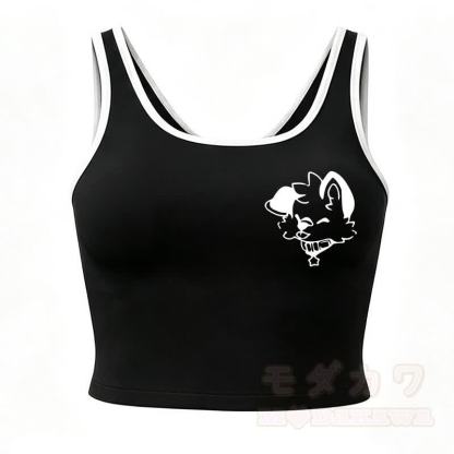 MODAKAWA X popipeko Hundeprint Cami Top Split Skort Zweiteiliges Set - Schwarzes Oberteil - 2XL - image 11
