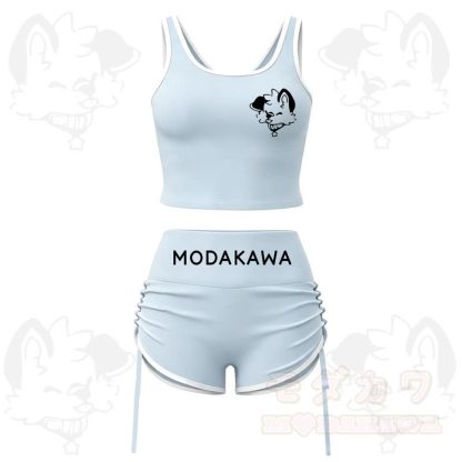 MODAKAWA X popipeko Hundeprint Cami Top Split Skort Zweiteiliges Set - Blaues Set - 2XL - image 3