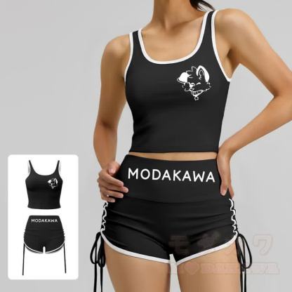 MODAKAWA X popipeko Hundeprint Cami Top Split Skort Zweiteiliges Set - image 5