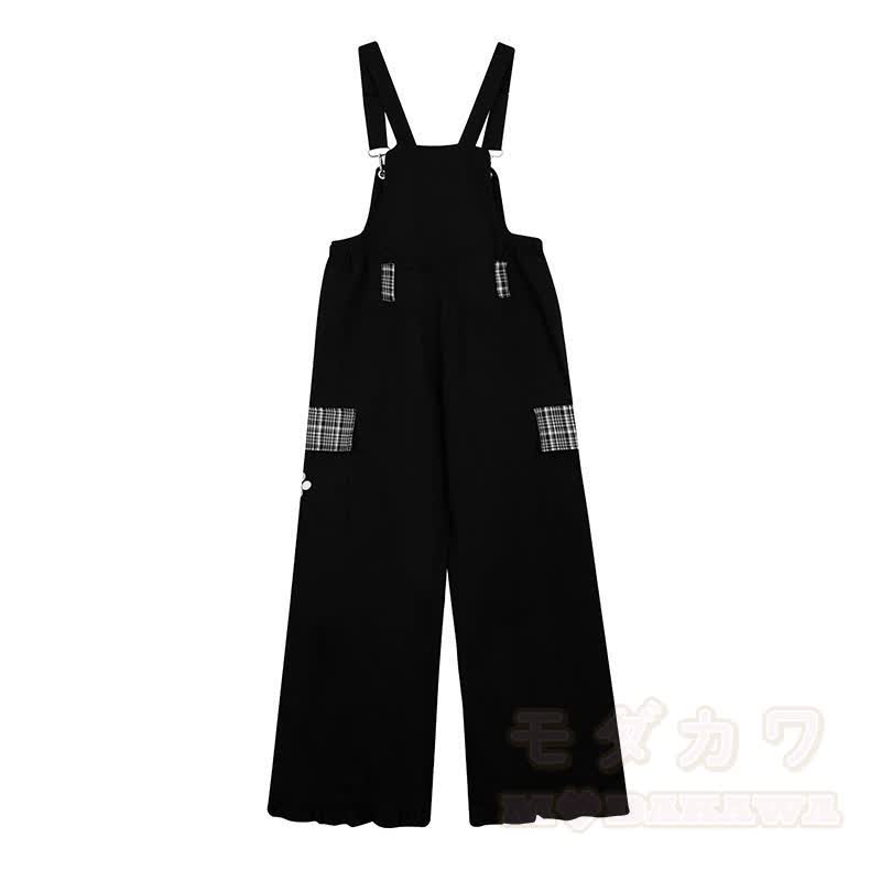 Hochwertige, strapazierfähige Latzhose mit Pressbär-Stickerei und Karomuster - image 3