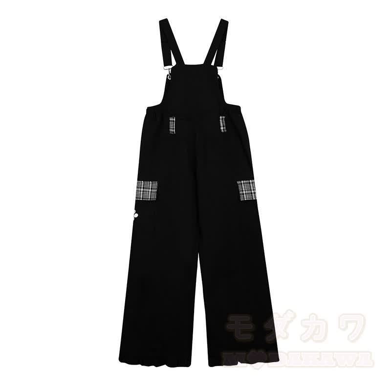 Hochwertige, strapazierfähige Latzhose mit Pressbär-Stickerei und Karomuster - image 3