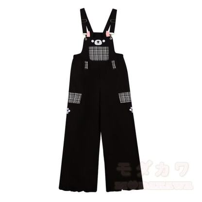 Hochwertige, strapazierfähige Latzhose mit Pressbär-Stickerei und Karomuster - Schwarz - L - image 2