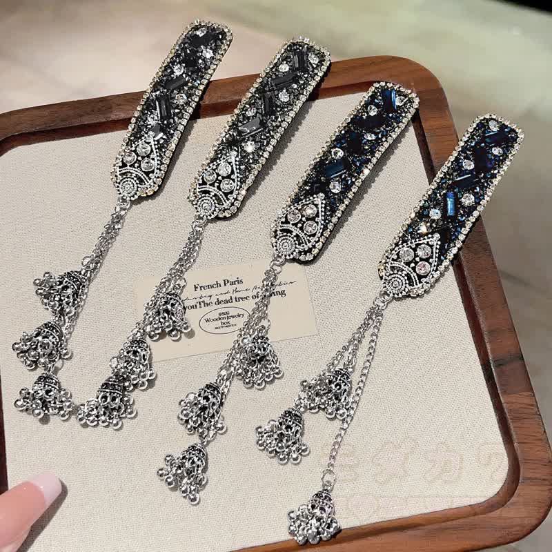 Elegante Haarspange mit Strass-Glockenquaste und Kette - image 2