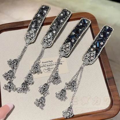 Elegante Haarspange mit Strass-Glockenquaste und Kette - image 2