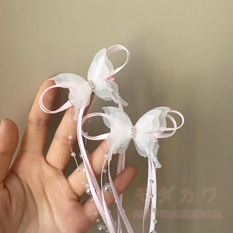 Süße Haaraccessoires mit Schleife, Perle und Quaste - image 8