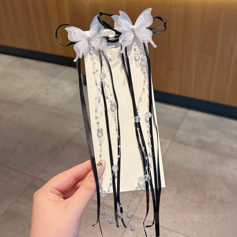 Süße Haaraccessoires mit Schleife, Perle und Quaste - image 7