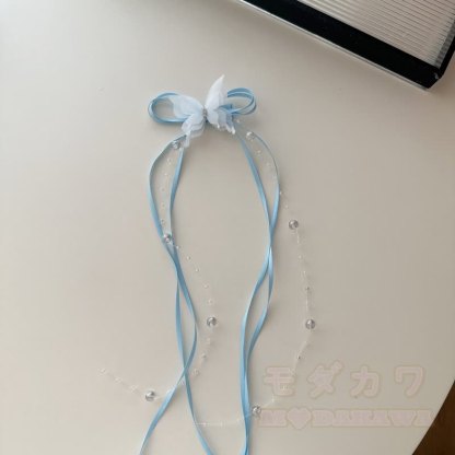 Süße Haaraccessoires mit Schleife, Perle und Quaste - Blau - image 9