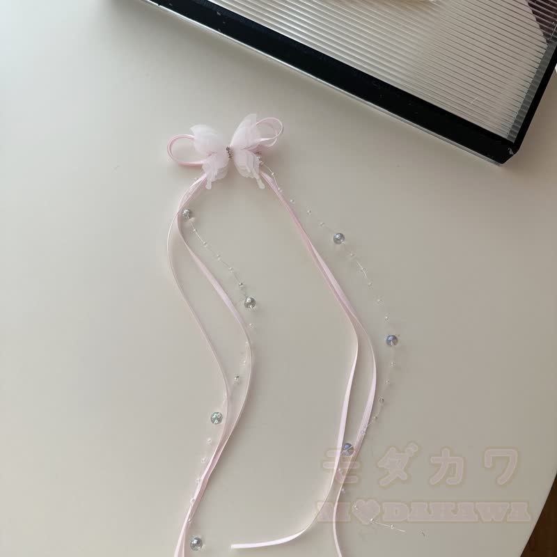 Süße Haaraccessoires mit Schleife, Perle und Quaste - Rosa - image 10