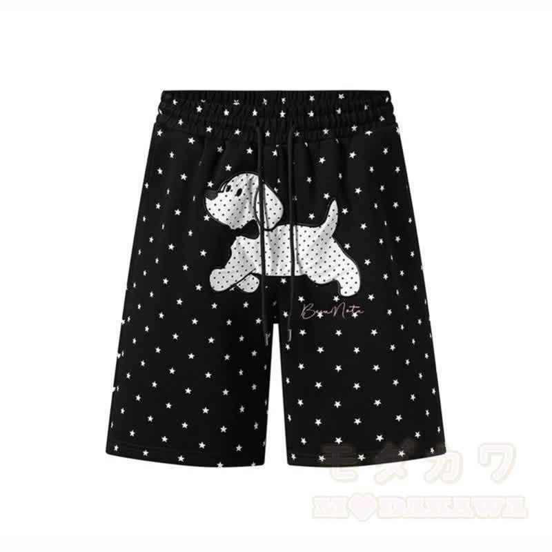 Hochwertige, strapazierfähige Shorts mit Press Star Puppy-Stickerei und Kordelzug - Schwarz - XL - image 3