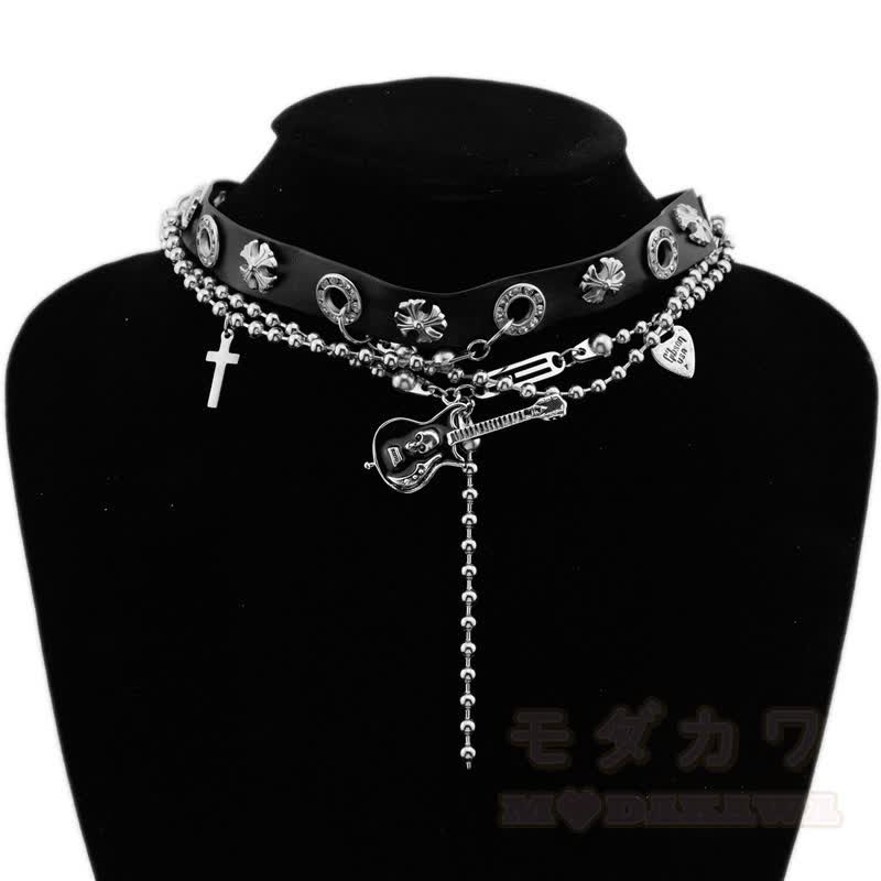 Gothic Gitarren-Kreuz-Choker-Halskette - image 1