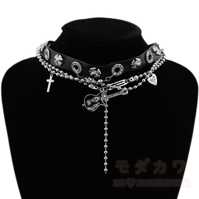 Gothic Gitarren-Kreuz-Choker-Halskette - image 1