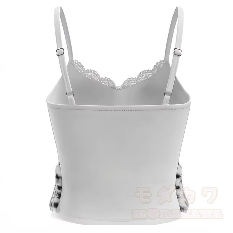 Zweiteiliges Set aus Leopardenmuster-Top mit Schleife und Jeansshorts (Y2K) - image 4