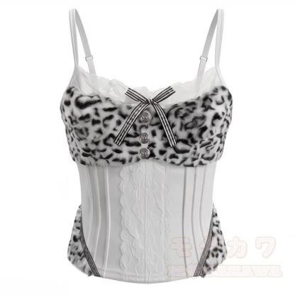 Zweiteiliges Set aus Leopardenmuster-Top mit Schleife und Jeansshorts (Y2K) - Cami Top - XL - image 3