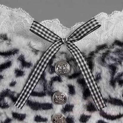 Zweiteiliges Set aus Leopardenmuster-Top mit Schleife und Jeansshorts (Y2K) - image 5