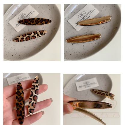 Vintage Haarspangen mit Leopardenmuster, Blumenherz und Wellenmuster - image 4