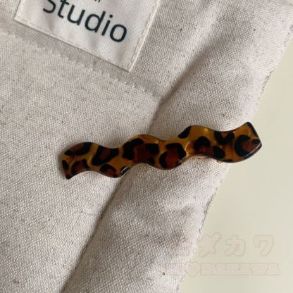 Vintage Haarspangen mit Leopardenmuster, Blumenherz und Wellenmuster - Dunkelbraun A - image 5