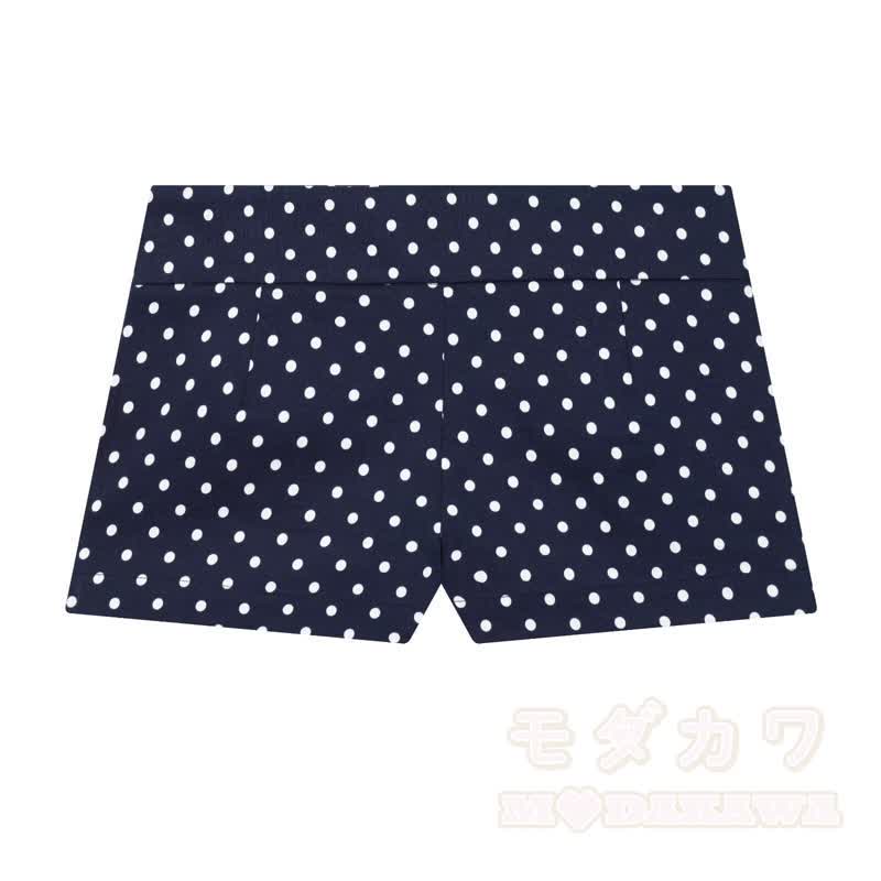 Zweiteiliges Set aus gepunkteter Stehkragenjacke und Shorts - Blaue Shorts - L - image 8