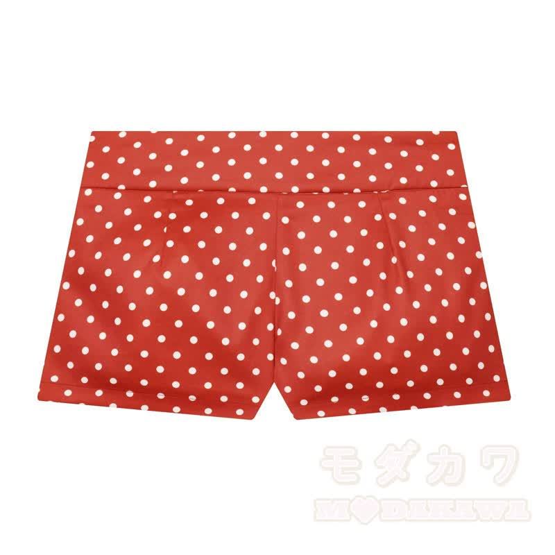 Zweiteiliges Set aus gepunkteter Stehkragenjacke und Shorts - Rote Shorts - L - image 4
