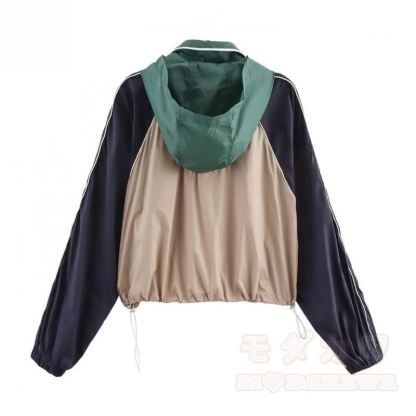 Zweiteiliges Set: Lässige, Farben abgesetzte Jacke mit Reißverschluss und Kordelzug, Hose mit weitem Bein und passende Hose mit weitem Bein - image 3