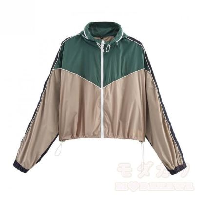Zweiteiliges Set: Lässige, Farben abgesetzte Jacke mit Reißverschluss und Kordelzug, Hose mit weitem Bein und passende Hose mit weitem Bein - Spitze - L - image 2