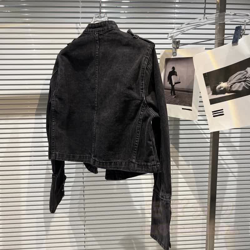 Hochwertige Vintage-Jeansjacke mit doppelter Knopfleiste und kurzem Schnitt - image 3