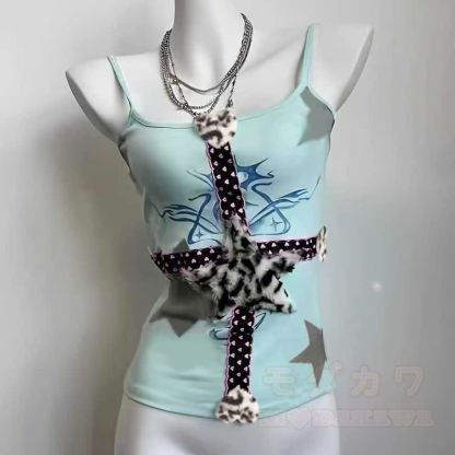 Y2K Cross Star Print Slim Cami Top - image 3