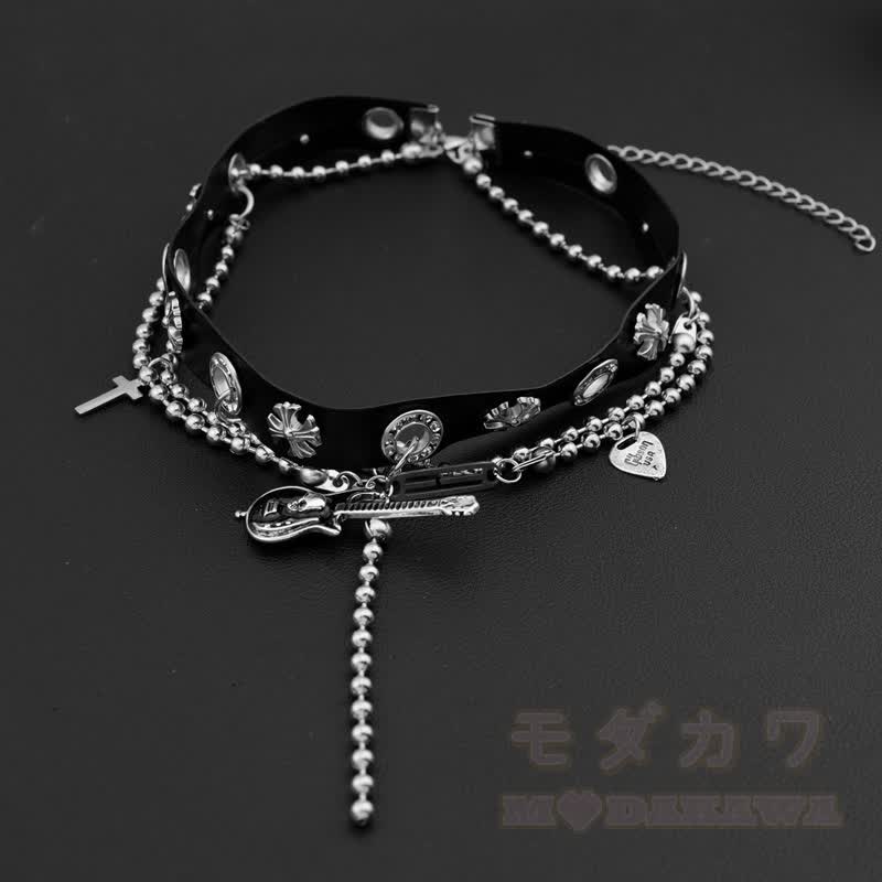 Gothic Gitarren-Kreuz-Choker-Halskette - image 3