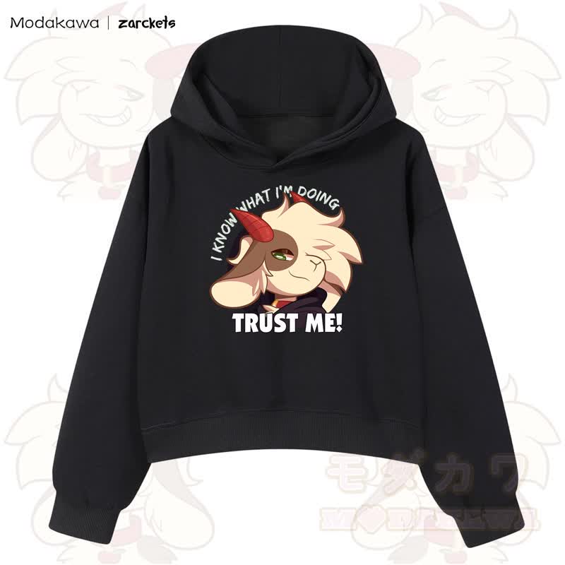 MODAKAWA X zarckets TRUST ME Goat Graphic Cropped Cotton Hoodie - Schwarz - 3XL - image 1